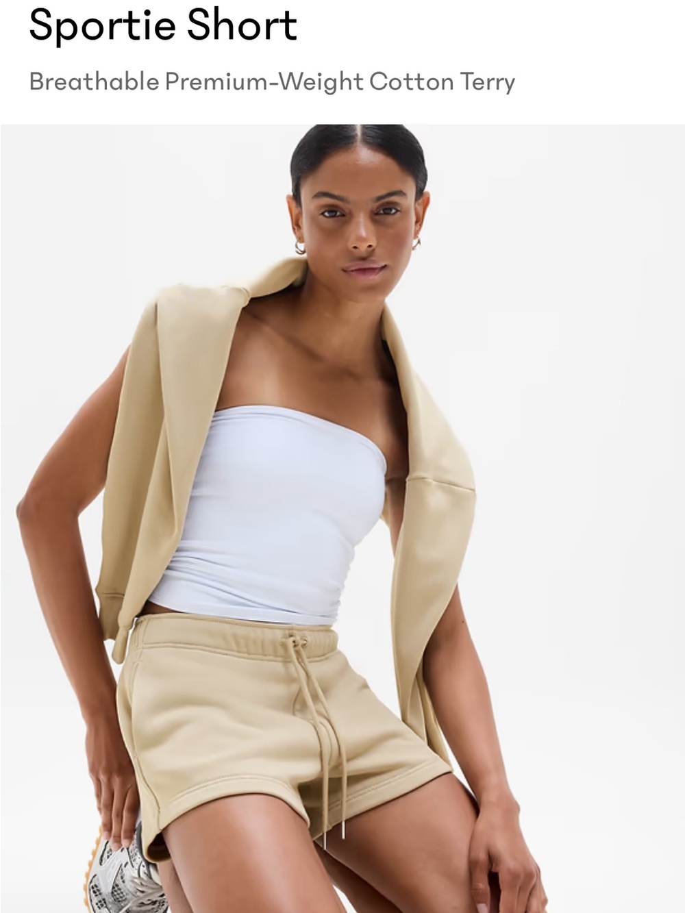 Athleta Beige Sportie Short — Women’s Athletic Cotton Terry